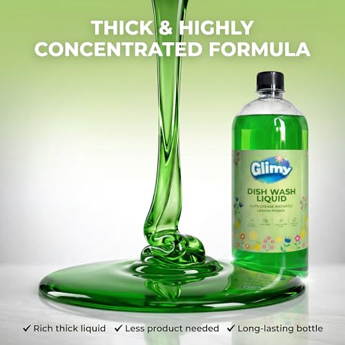 Image of GLIMY Dish Wash Liquid Pack of 2 x 900 ml| Glycerin Enriched | Coconut Based Surfactant | Powerful Grease Cutting | Safe on Hands | Kitchen Utensil Cleaner | Lemon Fragrance | Baby Safe