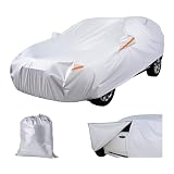 VEVOR Car Cover for Toyota RAV4, PEVA Aluminum Film with Cotton Lining, Custom-Fit Compact SUV Full Exterior Cover, All-Weather Sun Rain Wind Dust Snow, with Door Zipper & Wind Straps, Silver
