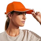 KINKIES Gorra Unisex de 5 Paneles 100% algodón - Visera con Agujeros de ventilación y Cinta antisudoral con Cierre Ajustable de Velcro (FR/ES, Letras, Talla única, Naranja)
