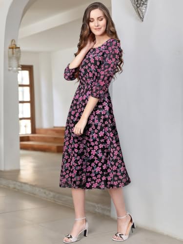 Image of KERI PERRY Women's Georgette Floral Fit & Flared Western Dress | Dress for Women | A line | Anarkali Dress | Gown Dress | Western Dress | Exclusive Women Dress | Bollywood Dress | Dress | Fashion