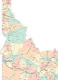 Idaho Road Map Boise County State Id USA City Vivid Imagery Laminated Poster Print-20 Inch by 30...