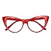 ShadyVEU Super Cat Eye Vintage Inspired Fashion Mod Clear Lens Sunglasses (Red Frame, Clear Lens)