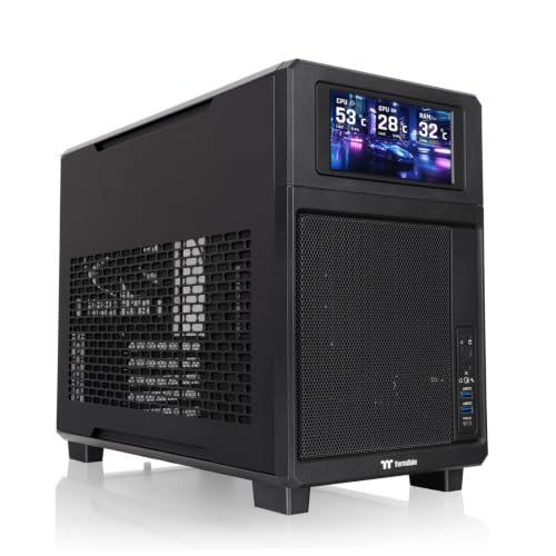 Image of Thermaltake TR200; Preinstalled 6.0 Inch LCD Screen; Micro Chassis; 1x120mm PWM Fan Included; mATX /mITX Support; 360mm Radiator Support; 365mm GPU Clearance; 5.25 inch Bay Support; Black; CA-11L-00S1NN-01