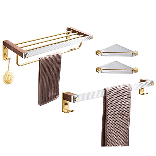 Porte-serviettes bois massif sans perforation support double or