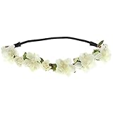 Floral Fall Cute Stretch Flower Crown Party Headband Wedding Hair Wreath F-003 White