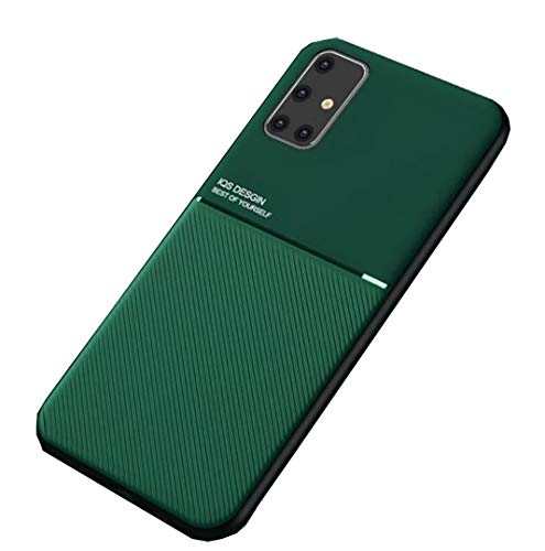 Image of MOBITUSSION Carbon Pattern Shockproof PU Material Semi Flexible Back Case Compatible with Samsung M31s (Green)