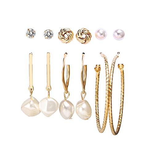 Image of Shining Diva Fashion Stylish Combo Design 6 Pairs Metal Earrings for Women and Girls (F12787er)