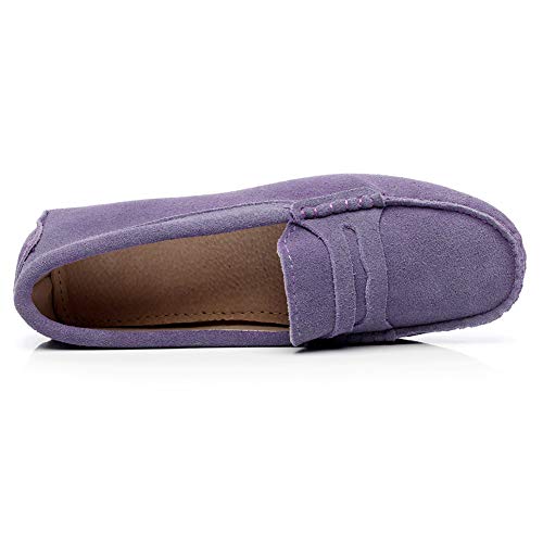 Image of ANUFER Women's Classic Suede Penny Loafers Comfort Handmade Slipper Moccasins