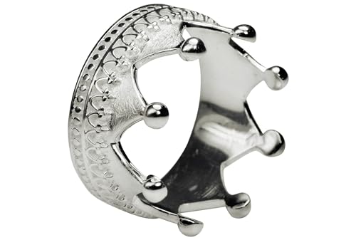 SILBERMOOS Damen Ring Kronenring mit Ornamentlötung Krone Krönchen Silberring 925 Sterling Silber, Größe:62