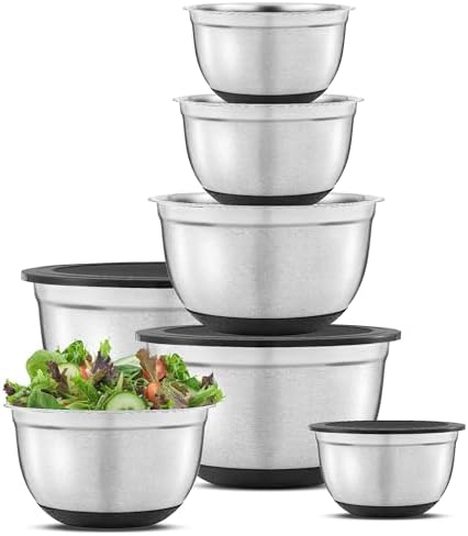 Stainless Steel Mixing Bowls with Lids Set - Thumbnail 4