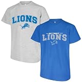 NFL Officially Licensed Kids Youth Boys 4-18 Primary Logo Team Color Wordmark Kickoff 2 Pack T-Shirt Combo Set - Detroit Lions - Medium