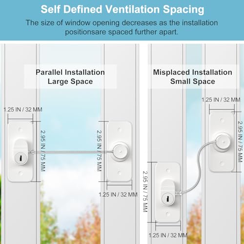 AOSITE Fenstersicherung Kinder Ohne Bohren für Fensterschutz Kühlschrank Schranktüren 2 Stück Fensterschloss nur Kippen Fensterschutz Kinder Selbstklebend oder Schrauben Safety Lock Pet Childproof 2