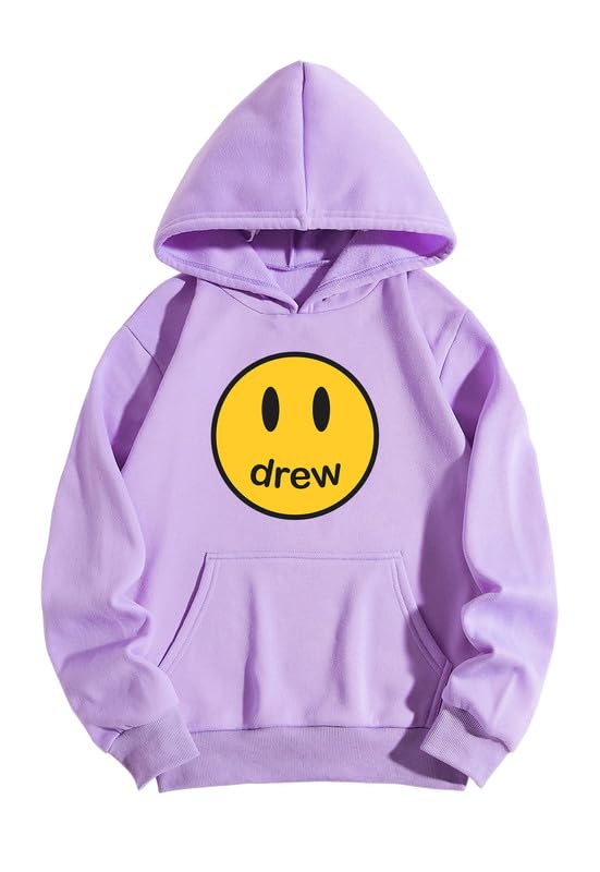 MIGLOCUST Drew Face Printed Cotton Fleece Sweatshirt Hoodies for Boys | Full Sleeves Round Neck Soft Fabric Winter Wear, Long Sleeve Unisex Hoodie for Men/Women