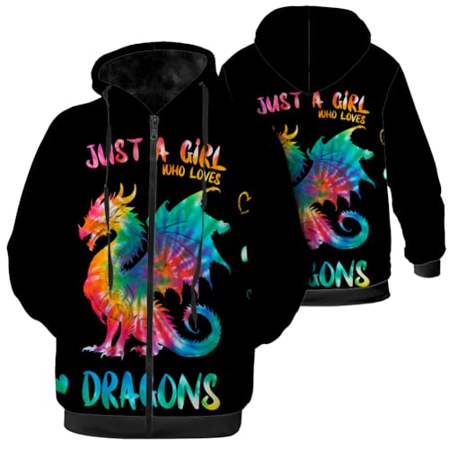 Dragon Book Jacket for Men Women Dragon Coat Hoodied Sweatshirts Zip Up Hoodies Gifts for Boys Girls