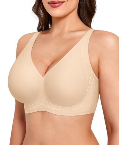 Popilush Wireless Comfortable Bras Womens Deep V Neck Nude XL - image 1