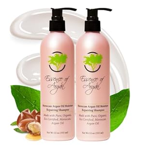 Essence Of Argan Renewing Hair Care Products Infused with 100% Pure Moroccan Organic Argan Oil – Volumizes, Nourishes Your Hair – All Hair Types (Shampoo (x2))