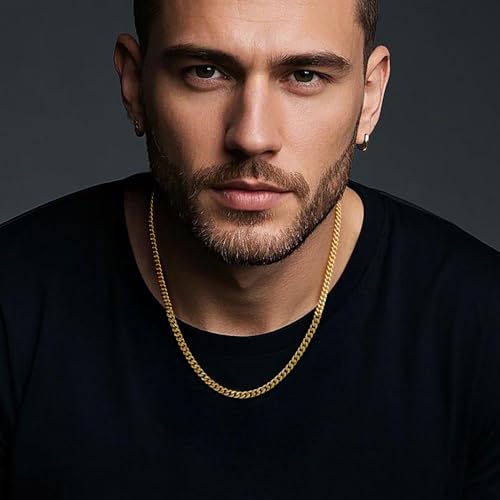 14K Gold Chain for Women Golden Cuban Link Chain for Mens Necklace Chunky Gold Necklace for Women Non Tarnish Strong yet Refined Golden Charm Necklaces for Men 16,18,20,22,24 Inches3