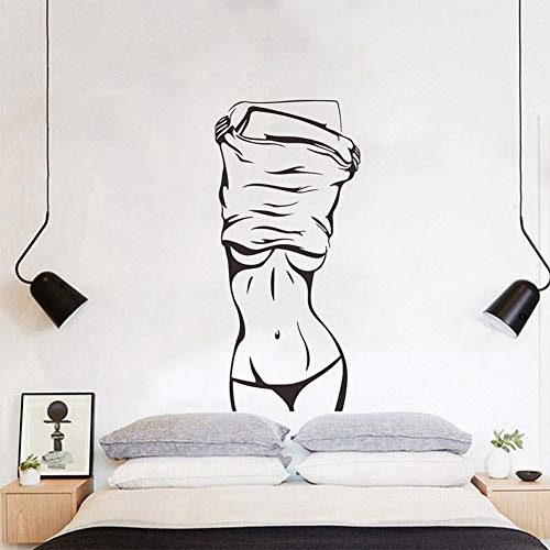 Wallpark Naked Woman Black Sexy Girl Removable Wall Sticker Decal, Living Room Bedroom Home Decoration Adhesive DIY Art Wall Mural