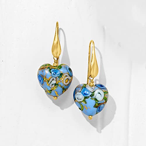 Ross-Simons Italian Murano Glass Heart Drop Earrings In 18Kt Gold Over Sterling #TOP3
