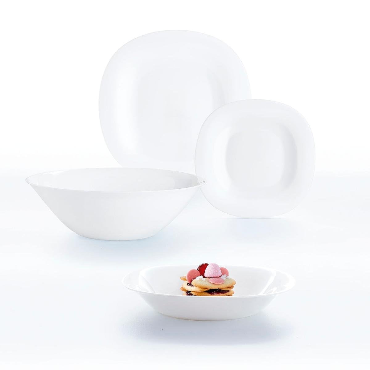 Luminarc Carine White Opal Dinnerware Set 19 Pieces – 6 People Opal Suitable Microwave Safe Refrigerator Stackable