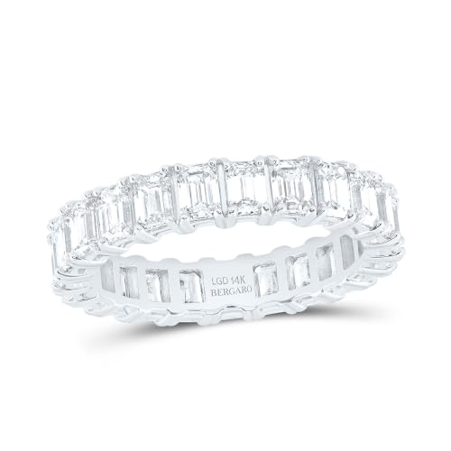 14K White Gold 3 1/3 Cttw Lab Grown Diamond Fashion Eternity Emerald Band