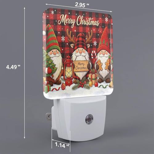 Image of Christmas Gnomes Snowman Deers LED Plug-in Night Lamp 2 Piece Set, Nightlights Set of 2 for Bedroom Bathroom