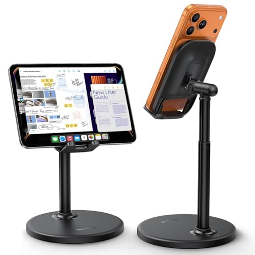 Lamicall Cell Phone Stand for Desk - [Height Angle] Adjustable Sturdy Desktop Phone Holder Office Gifts for Father Day Accessories for iPhone 17 16 15 14 13 Pro Max iPad Tablet Switch 4-10