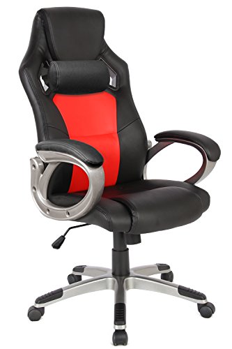 Racing Style Gaming Chair, Office Computer Ergonomic Chair for Executive/Gamers/Adults/Teenager (05166A), Comfortable Swivel High Back Chair with Durable Armrests. Red/Black. ProHT
