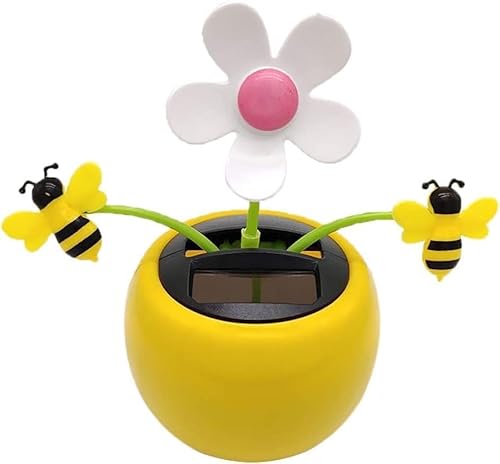 Apple Blossom Solar Dancing Flower Sunflower Toy, Figurines Ornament, Car Swinging Decoration, Windowsill Honey Bee Swing Toys and Games