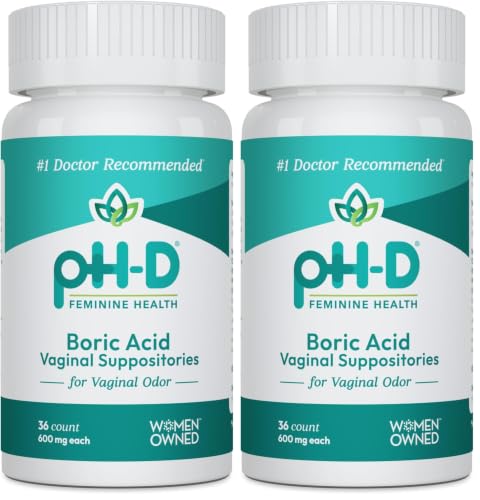 Image of pH-D Feminine Health Support - 600 mg Boric Acid Suppositories - Woman Owned - for Vaginal Odor Use - 36 Count (Pack of 2)