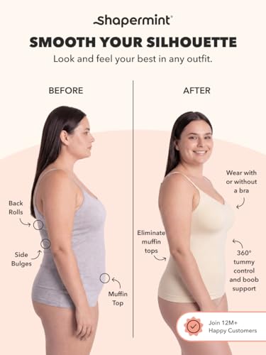 Image of SHAPERMINT Womens Tops - Scoop Neck Cami Body Shaper for Women, Shapewear Tummy Control, Camisole Tank Tops for Women