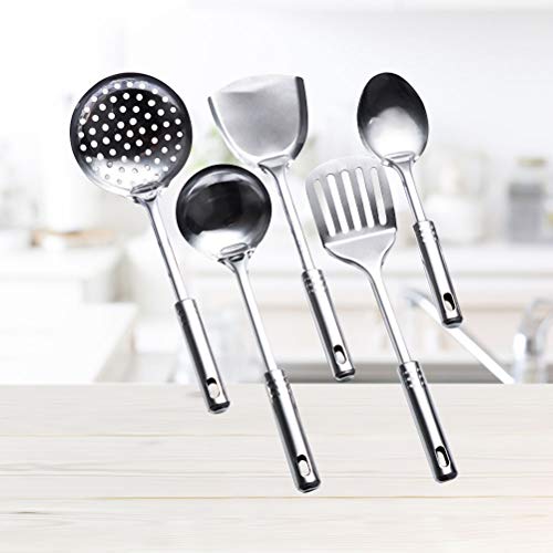 BESTONZON Conjunto de utensílios de cozinha de aço inoxidável 5 peças com espátula de colheres