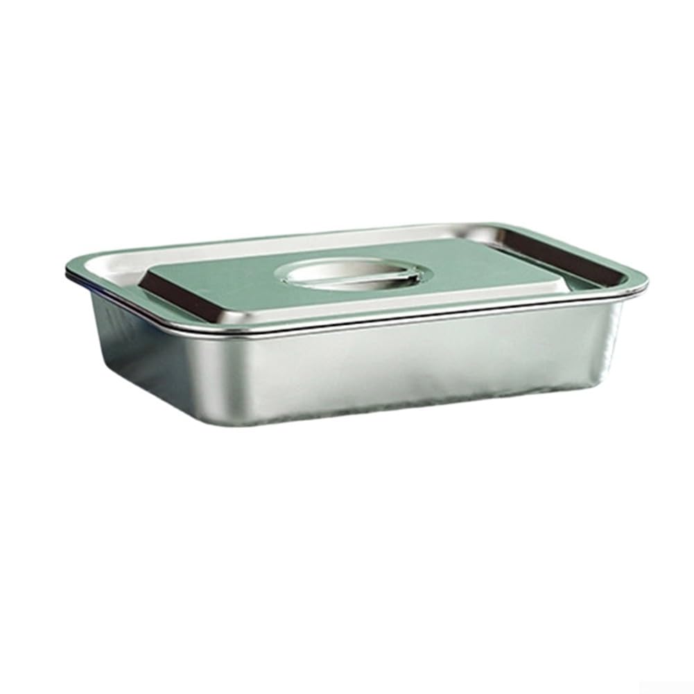 Padella per lasagne in acciaio inox sicura in forno con coperchio ermetico extra profondo per cucinare, conservare e trasportare pasti fino a 500 °C di temperatura (32 × 22 × 15 quadrati)