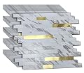 WEIMEISC 10 Sheets Peel and Stick Backsplash Tile for Kitchen, Self-Adhesive Mosaic Tile, Stick on Bathroom Vanities, Fireplace Decor, Laundry Table, White Marble + Gold-3, Metal Aluminum PVC Material