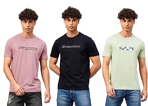 Image of Aspirer Mens Printed Round Neck T-Shirt Combo (Pack of 3)