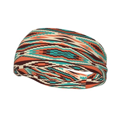 Qchaor Native American Southwestern Navajo Art Fashionable Sports Decoration, Sweat Resistant Headband, Hair Band, Breathable Sweat Wicking Fitness Equipment Headbands for Women Men, Black