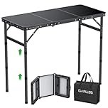 GARLLEN Folding Camping Table Max Capacity 66 lbs, 3-Height Adjustable Portable Camping Table with Storage Bag, Lightweight Aluminum Folding Picnic Table for Grill, Beach, Travel, 34.2" L x 15.7" W