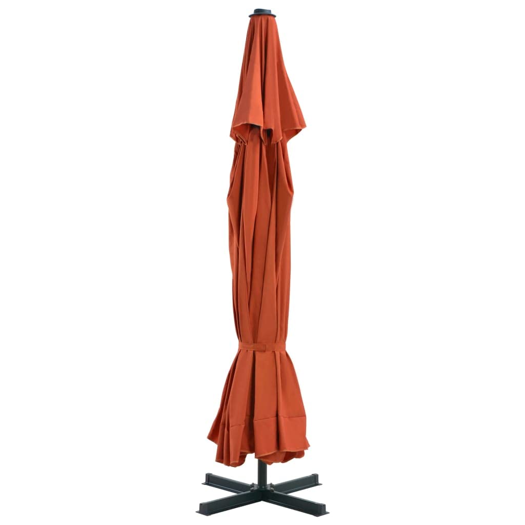 Sombrilla de Jardín con Estructura de Aluminio y Toldo UV, Base Portátil Desmontable y Estable para Exteriores, Fácil Apertura con Perilla, Incluye 8 Varillas Resistentes