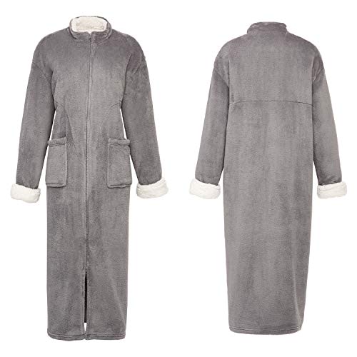 Image of Alexander Del Rossa Long Zip Up Robes, Plush Zipper Robes for Plus Size, Housecoats Zipper Front