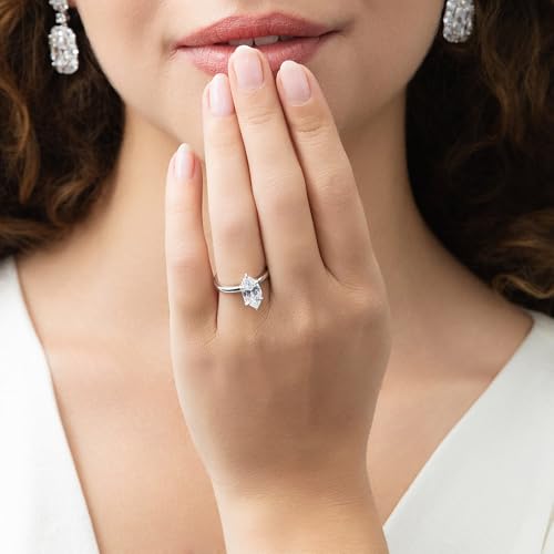 BERRICLE Sterling Silver Solitaire Wedding Engagement Rings for Women, 1.6 Carat Marquise Cut Cubic Zirconia CZ Ring 6