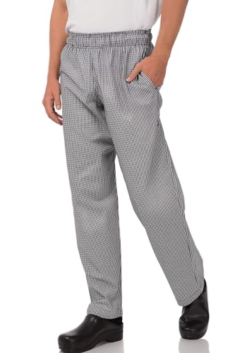 Chef Works Men's Essential Baggy Chef Pants, Small Check