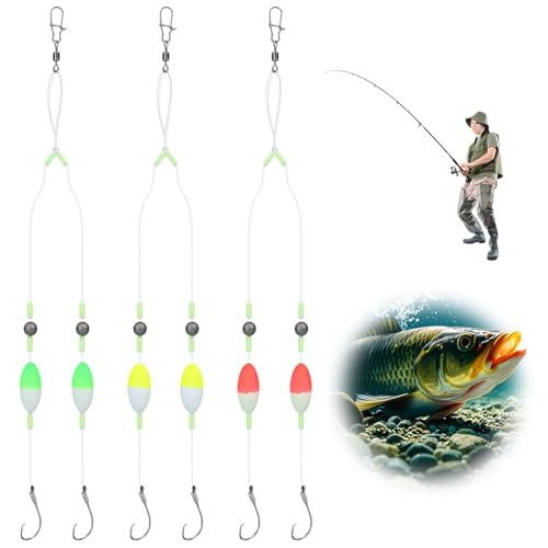 Fish Finder Float Rig, Double-Hook Reverse Bottom Rig, Equipo para Pesca en Surf, Cebo de Pesca para Agua Dulce y Salada, Anzuelos Circulares Catfish 1/0