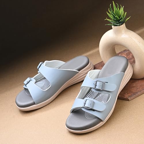 Image of Centrino Women's Sandals |Stylish Slip-On Sandals for Ladies| Elegant & Trendy Design|Double Buckle Adjustable Straps Slide Footwear|Light Weight and Comfortable|Flip Flops for Ladies (9323)