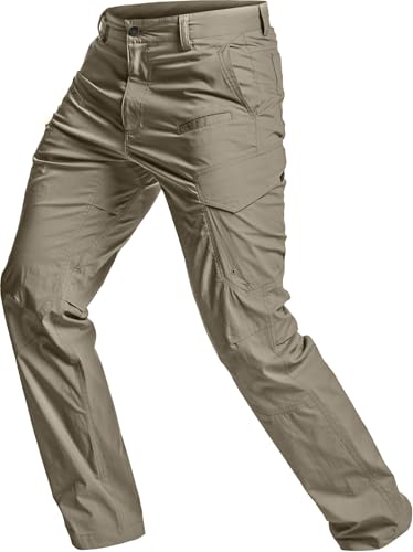 CQR Men's Quick Dry Tactical Pants, Water Resistant Outdoor Pants, Lightweight Stretch Cargo Work Hiking Pants