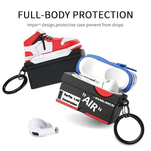 Image of [2Pack]Compatible Airpods Pro 3 Case (2025),Cute Cartoon Shoe Box Soft Silicone Protective Cases for Apple AirPods Pro 3rd Generation Case,Airpod Pro 3 Cover with Keychain for Women Men,Red+Deep blue