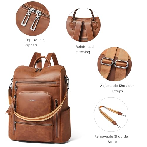 Image of Shrrie Vegan Leather Laptop Backpack for Women 15.6 inch Work Backpack Fashion Travel Backpack Purse for Business College