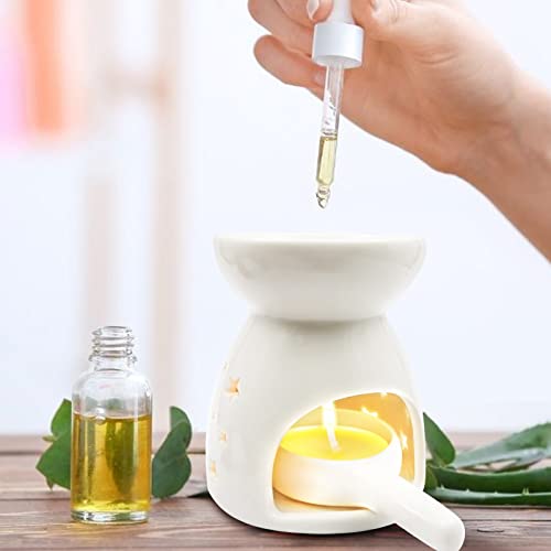 Zalaxt Ceramic Tea Light Candle Holder, Oil Burner for Scented Oil, Tealight Wax Warmer Decoration for Bedroom,Living Room,Balcony,Patio Tabletop Star Birthday Wedding Gift - Thumbnail 5