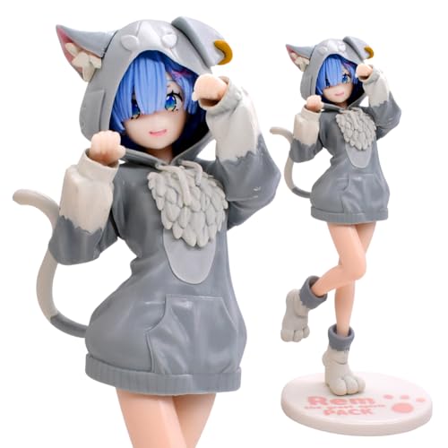 Re-m Figura, Re Zero Anime Figura, Starting Life in Another World,Figuras de Anime de Modelo de Personaje de PVC Anime Estatua Juguete de Regalo para Niños, Adultos, Fanáticos del