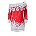 MORCHAN Cadeaux de noël Femmes Joyeux Noël Père Noël Flocon de Neige d'impression Tops Chemise à Manches Longues Longues Chemisier