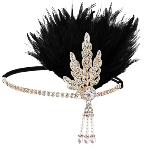 20er Jahre Haarschmuck 1920er Stirnband Great Gatsby Zubehör Brüllender Fascinator Kopfschmuck Damen Gatsby Kopfbedeckung Charleston Vintage Thematische Party Kostüm Schwarze Feder 20er Jahre Haarschmuck 1920er Stirnband Great Gatsby Zubehör Brüllender Fascinator Kopfschmuck Damen Gatsby Kopfbedeckung Charleston Vintage Thematische Party Kostüm Schwarze Feder